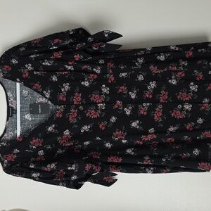 Torrid Black and Red Floral Blouse